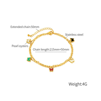 OPK GZ190 Stainless Steel Double Chain Stacking Butterfly Small Accessory Anklets(Gold) - Anklets by OPK | Online Shopping South Africa | PMC Jewellery | Buy Now Pay Later Mobicred