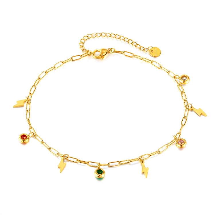 OPK GZ201 Stainless Steel Dopamine Zirconia Flash Small Pendant Anklets(Gold) - Anklets by OPK | Online Shopping South Africa | PMC Jewellery | Buy Now Pay Later Mobicred