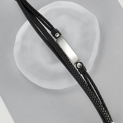 OPK PH1591 Simple Stainless Steel Glossy Multi-Layer Braided Leather Bracelet - Bracelets by OPK | Online Shopping South Africa | PMC Jewellery | Buy Now Pay Later Mobicred