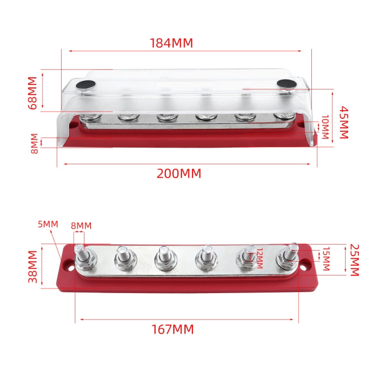 M8 Stud RV Yacht 6-way Nylon Flame Retardant Base DC Busbar - Fuse by PMC Jewellery | Online Shopping South Africa | PMC Jewellery | Buy Now Pay Later Mobicred