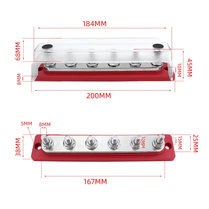 M8 Stud RV Yacht 6-way Nylon Flame Retardant Base DC Busbar - Fuse by PMC Jewellery | Online Shopping South Africa | PMC Jewellery | Buy Now Pay Later Mobicred