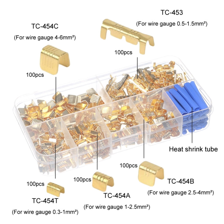 500pcs /Box 5 Specifications Of Gold Brass Quick Crimping Buckle U-Shaped Parallel Terminal Set - Terminal connectors by PMC TechLife | Online Shopping South Africa | PMC TechLife | Buy Now Pay Later Mobicred