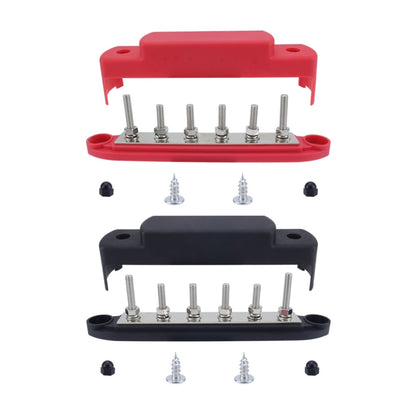 M6 RV Yacht High Current 6-column 250A Base Busbar, Color: Red + Black - Fuse by PMC Jewellery | Online Shopping South Africa | PMC Jewellery | Buy Now Pay Later Mobicred