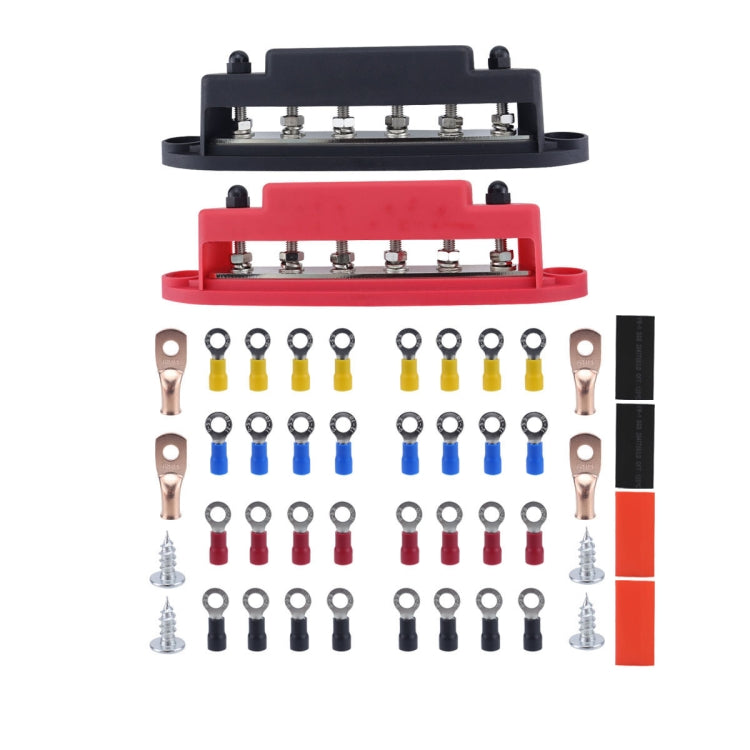 M6 RV Yacht High Current 6-column 250A Base Busbar, Color: Red + Black with Accessories - Fuse by PMC Jewellery | Online Shopping South Africa | PMC Jewellery | Buy Now Pay Later Mobicred