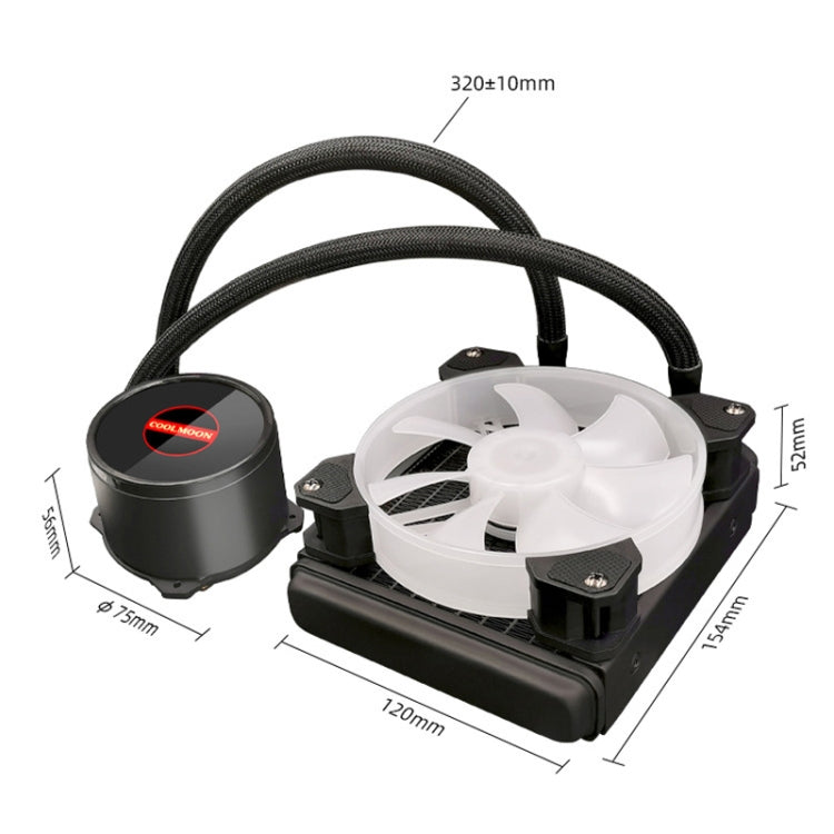 COOLMOON RGB120 5V ARGB Integrated Single Row Multi-Platform CPU Cooler(Black) - Fan Cooling by COOLMOON | Online Shopping South Africa | PMC Jewellery | Buy Now Pay Later Mobicred