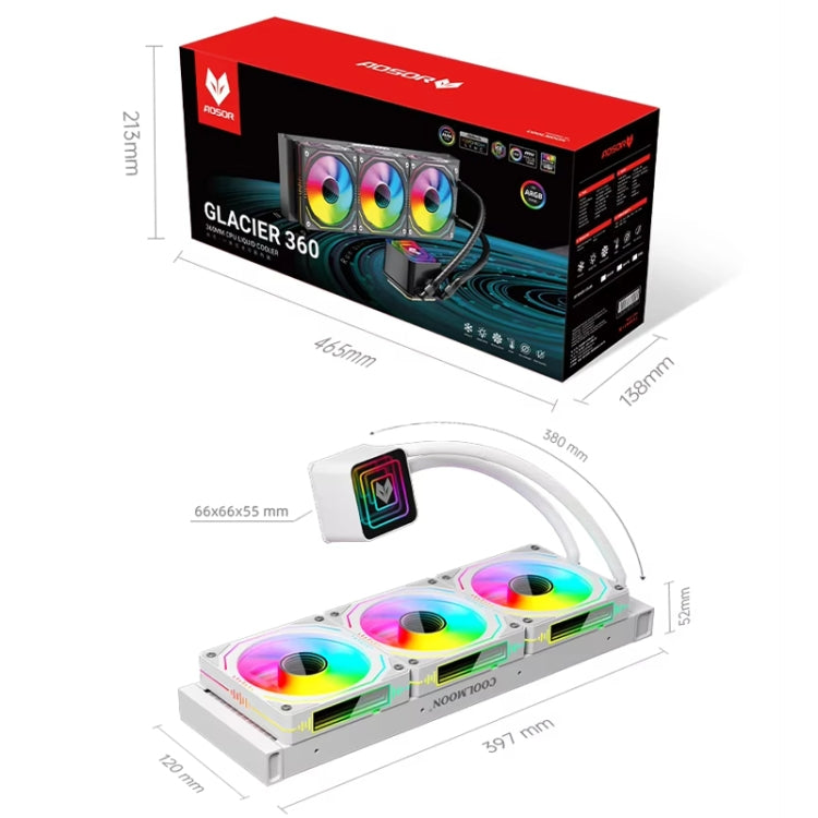 COOLMOON Glacier360 Computer Host Integrated ARGB CPU Water Cooler, Color: White - free shipping - PMC Jewellery - Order now!