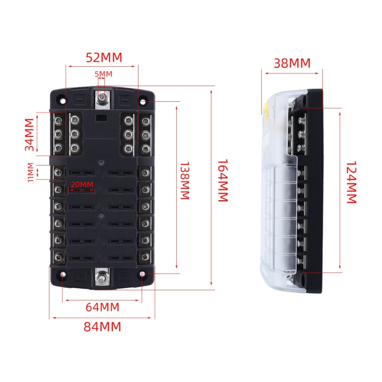 RV Yacht 12-way LED Insulated Flame-retardant Fuse Holder Box with Wire(Configuration 2) - Fuse by PMC Jewellery | Online Shopping South Africa | PMC Jewellery | Buy Now Pay Later Mobicred