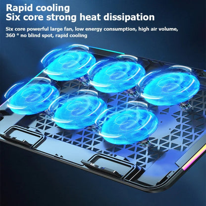 ICE COOREL A9R 6-fans Adjustable Laptop Stand Radiator with RGB Atmosphere Light(Black) - Cooling Pads by ICE COOREL | Online Shopping South Africa | PMC Jewellery | Buy Now Pay Later Mobicred