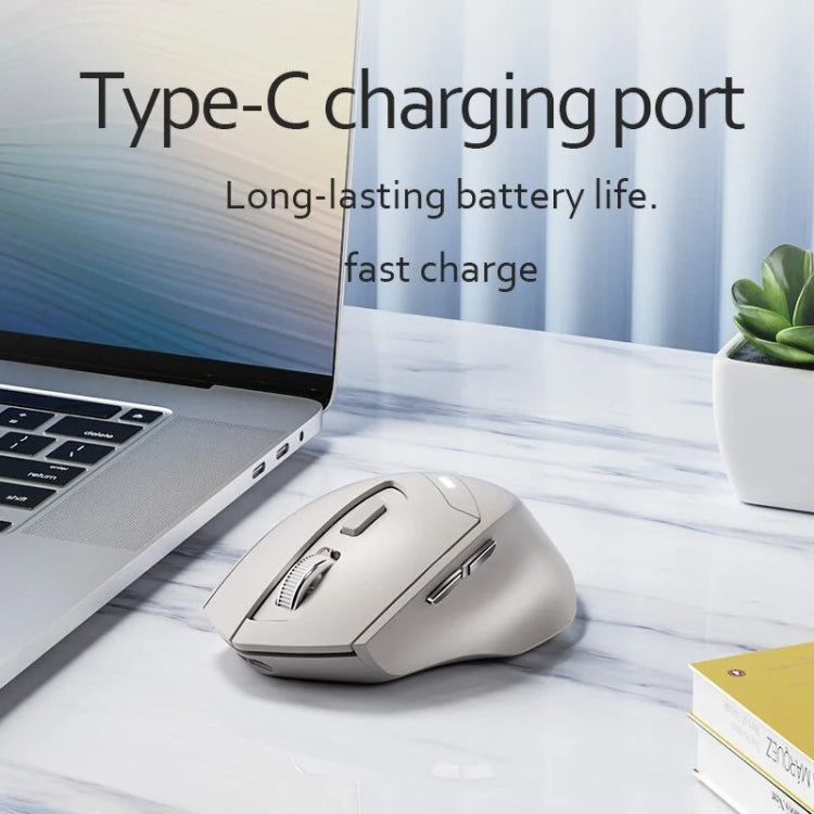 Inphic DR6 2.4G Wireless + Bluetooth 5.0/4.0 Tri-mode Charging Mute Office Gaming Computer Mouse(White Apricot) - Wireless Mice by Inphic | Online Shopping South Africa | PMC Jewellery | Buy Now Pay Later Mobicred