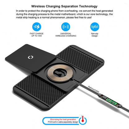 Avoid Camera Universal Car Wireless Charger Anti-slip Mat(TYPEC Interface 0.3m) - Wireless Charging Pads by PMC Jewellery | Online Shopping South Africa | PMC Jewellery | Buy Now Pay Later Mobicred