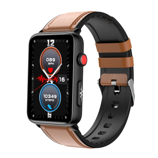 Smart Watch Ring ECG Temperature Heart Rate Blood Pressure Health Bluetooth Talking Watch, Color: Brown Leather - Smart Wristbands by PMC Jewellery | Online Shopping South Africa | PMC Jewellery | Buy Now Pay Later Mobicred