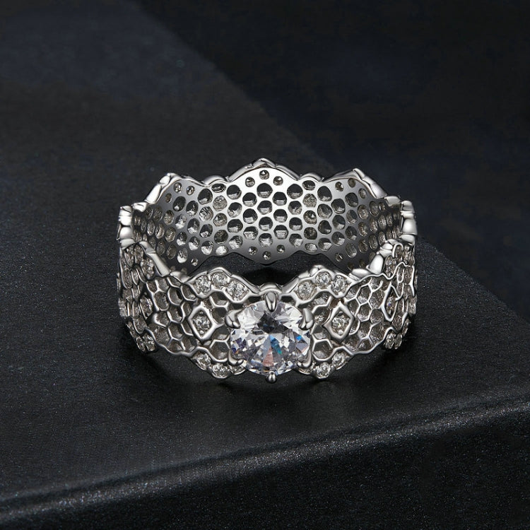 MSR061 S925 Sterling Silver Lace Hollow Moissanite Ring(7) - Rings by PMC Jewellery | Online Shopping South Africa | PMC Jewellery | Buy Now Pay Later Mobicred