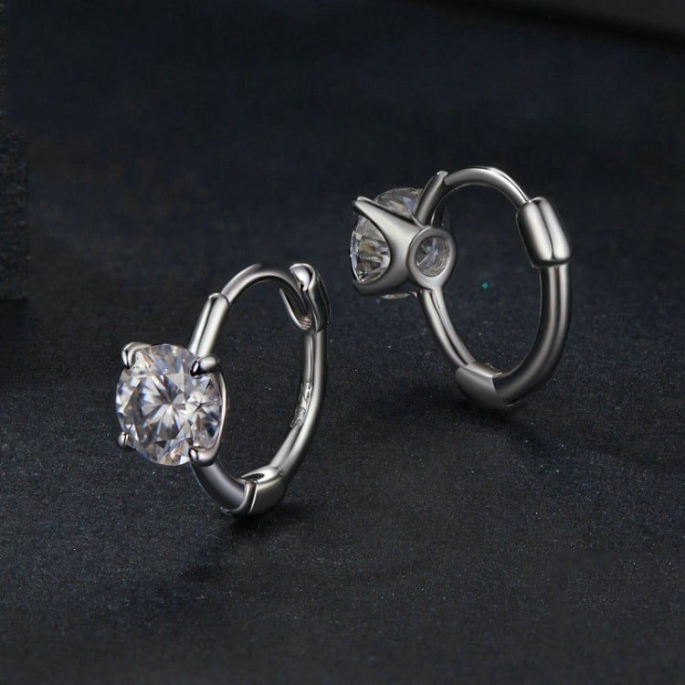 S925 Sterling Silver Platinum-Plated Moissanite Ear Clip Earrings(MSE064) - Stud Earrings & Earrings by PMC Jewellery | Online Shopping South Africa | PMC Jewellery | Buy Now Pay Later Mobicred