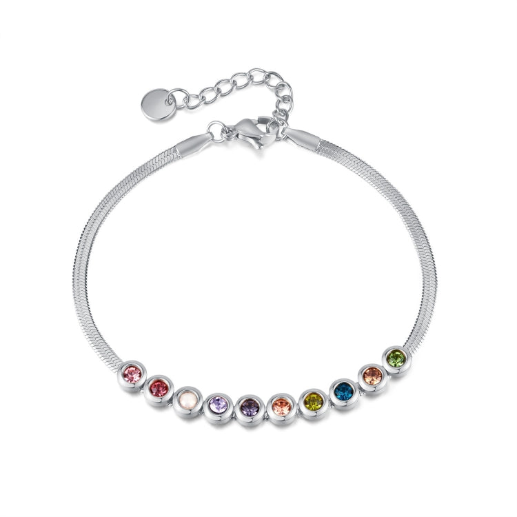 OPK GS1431 Titanium Steel Colorful Zirconia Hand Jewelry Stainless Steel Flat Chain Bracelet, Color: Steel Color - Bracelets by OPK | Online Shopping South Africa | PMC Jewellery | Buy Now Pay Later Mobicred