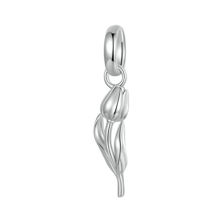 S925 Sterling Silver Platinum Romantic and Warm Tulip Beaded Jewelry Pendants(SCC2886) - Jewelry Accessories by PMC Jewellery | Online Shopping South Africa | PMC Jewellery | Buy Now Pay Later Mobicred