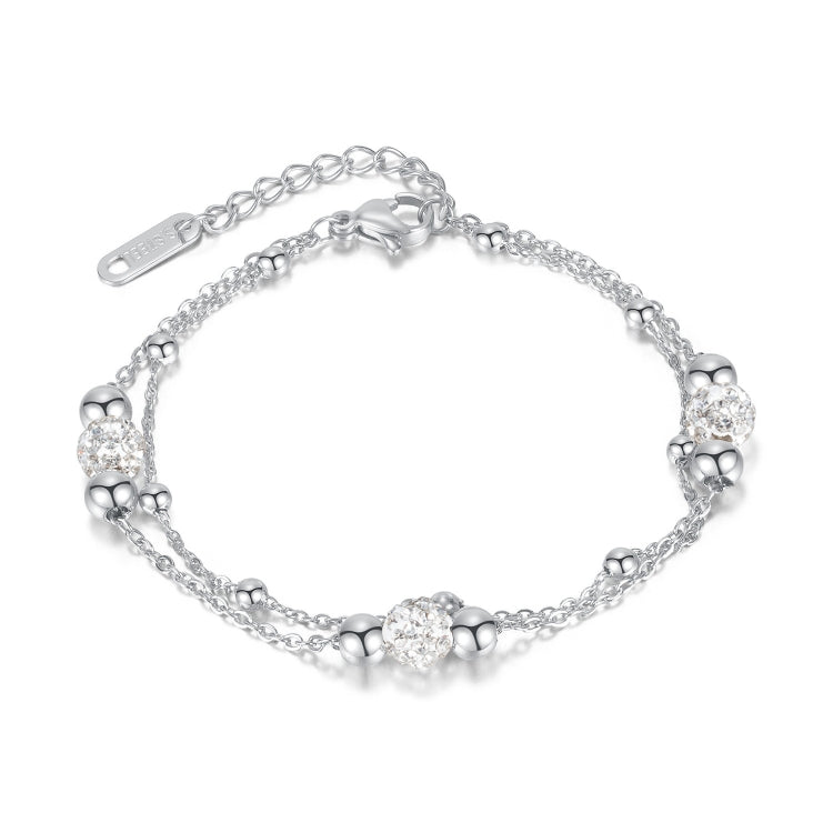 OPK 1249 Double Layer Stacking Simple Round Beads Stainless Steel Bracelet, Color: Steel Color - Bracelets by OPK | Online Shopping South Africa | PMC Jewellery | Buy Now Pay Later Mobicred