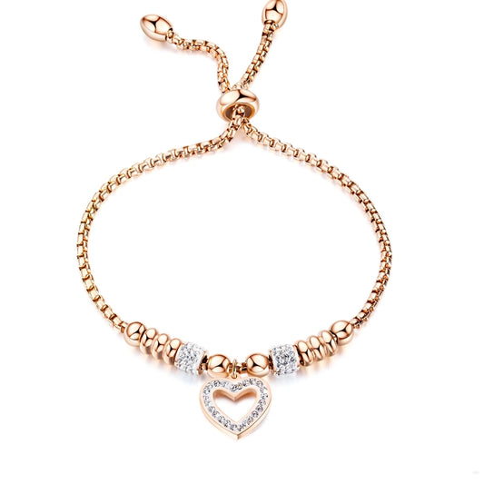 OPK 1022 Titanium Steel Heart Zirconia Bracelet, Color: Rose Gold - Bracelets by OPK | Online Shopping South Africa | PMC Jewellery | Buy Now Pay Later Mobicred