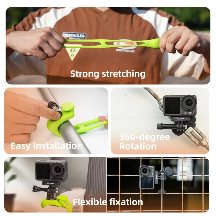 TELESIN Action Camera Mount Silicone Adjustable Mini Flexible Bracket For GoPro HERO / Insta360 / DJI Action Camera(Gray) - free shipping - PMC TechLife - Order now!