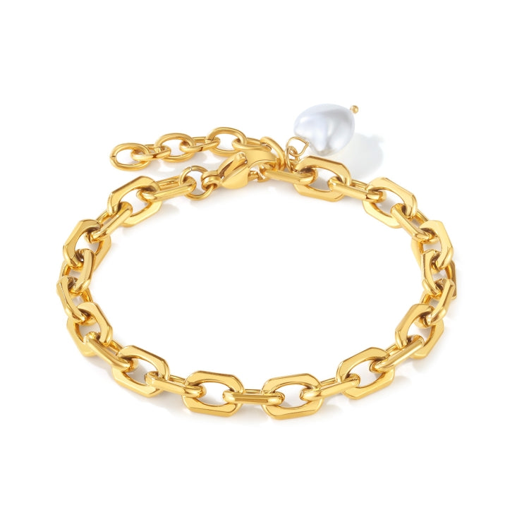 OPK 1323 Stainless Steel Personalized Simple Heart Pearl Bracelet, Color: Gold - Bracelets by OPK | Online Shopping South Africa | PMC Jewellery | Buy Now Pay Later Mobicred