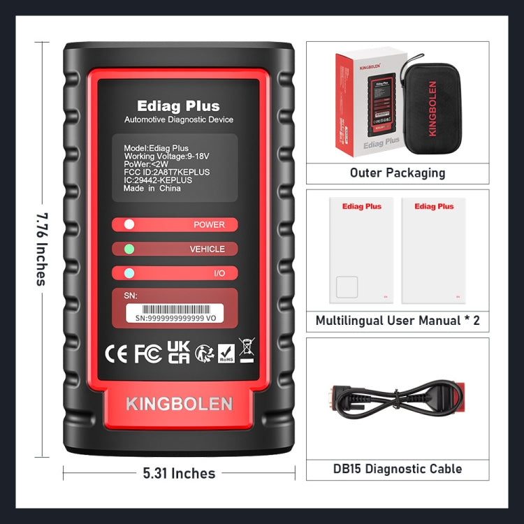 KINGBOLEN OBD2 Car Tester Diagnostics(Ediag Plus) - Electronic Test by KINGBOLEN | Online Shopping South Africa | PMC Jewellery | Buy Now Pay Later Mobicred