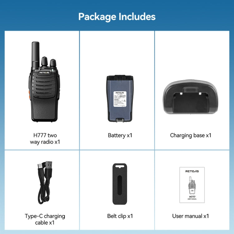 RETEVIS H777 16 Channels Compact Portable Handheld Walkie Talkie With Charging Base, Style: PMR - Handheld Walkie Talkie by RETEVIS | Online Shopping South Africa | PMC Jewellery | Buy Now Pay Later Mobicred