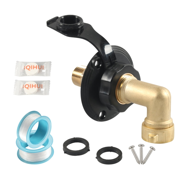 Brass Water Inlet Check Valve For Yacht RV With Adapter(Black) - Marine Accessories & Parts by PMC Jewellery | Online Shopping South Africa | PMC Jewellery | Buy Now Pay Later Mobicred