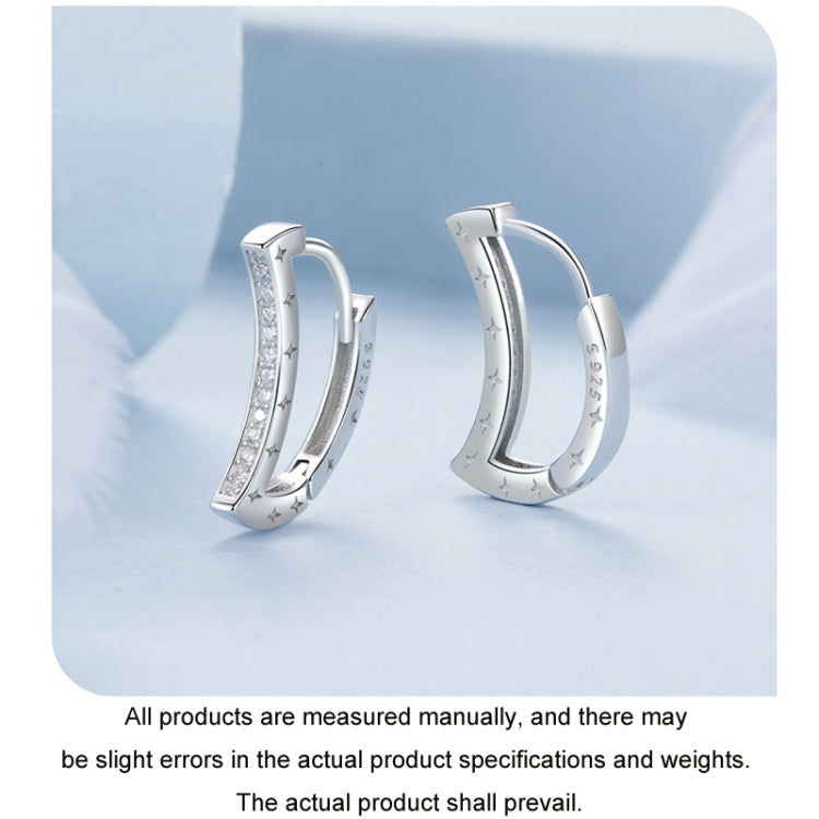 S925 Sterling Silver Platinum-Plated Crescent Zircon Earrings(BSE1031) - Jewelry Accessories by PMC Jewellery | Online Shopping South Africa | PMC Jewellery | Buy Now Pay Later Mobicred