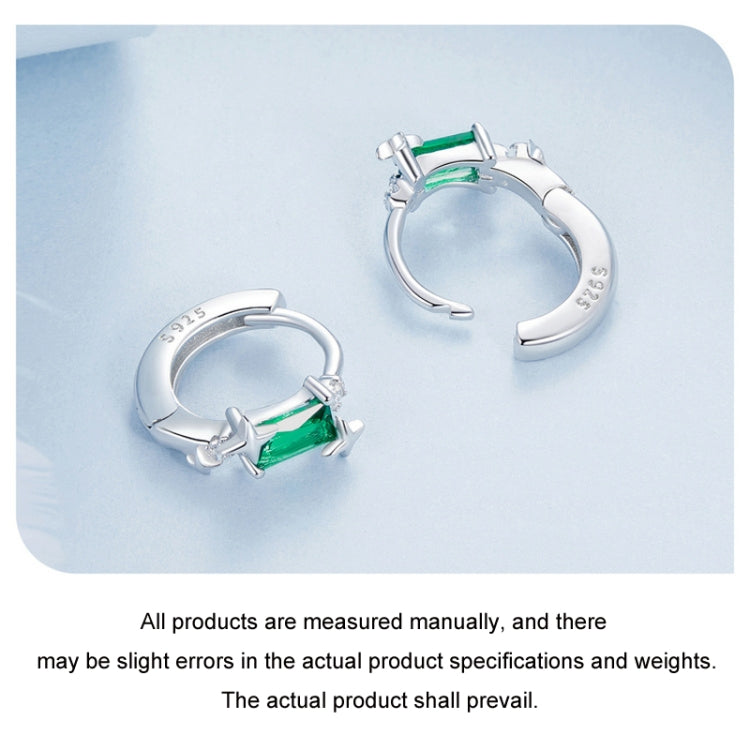 S925 Sterling Silver Platinum-plated Zircon Emerald Shining Earrings(BSE1036) - Stud Earrings & Earrings by PMC Jewellery | Online Shopping South Africa | PMC Jewellery | Buy Now Pay Later Mobicred