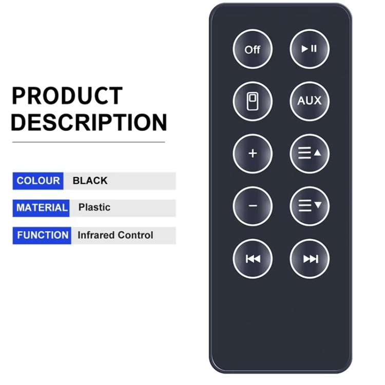 For BOSE SD10 Bluetooth Speaker Remote Control Replacement Parts(Black) - Other Accessories by PMc TechLife | Online Shopping South Africa | PMc TechLife | Buy Now Pay Later Mobicred