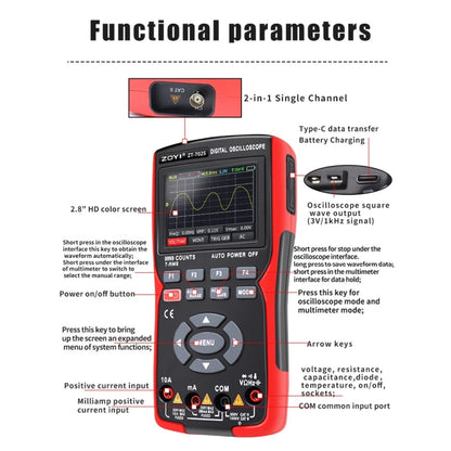 ZOYI Color Screen Multifunctional Handheld Digital Oscilloscope Multimeter(English) - Digital Multimeter by ZOYI | Online Shopping South Africa | PMC Jewellery | Buy Now Pay Later Mobicred