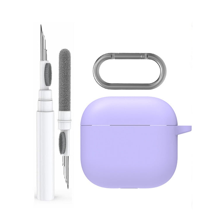 For Airpods 4 AhaStyle WG163 Earphone Drop-Proof Dust-Proof Silicone Protective Case With Cleanning Pen(Purple) - For AirPods 4 by AhaStyle | Online Shopping South Africa | PMC Jewellery | Buy Now Pay Later Mobicred