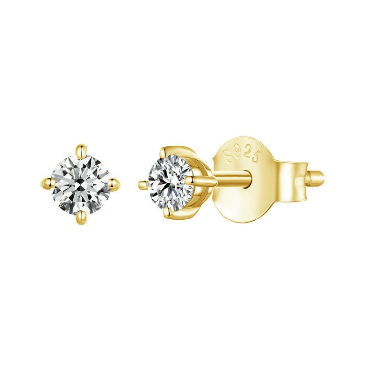 MSE038 S925 Sterling Silver Moissanite Earrings, Color: 0.5ct Gold - Stud Earrings & Earrings by PMC Jewellery | Online Shopping South Africa | PMC Jewellery | Buy Now Pay Later Mobicred