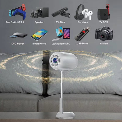 TS-6 Android 11 WiFi6 4K Mini Projector Hidden Lift Gimbal Projector UK Plug(White) - LED Projector by PMC Jewellery | Online Shopping South Africa | PMC Jewellery | Buy Now Pay Later Mobicred