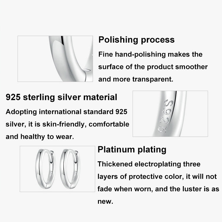 SCE1772 S925 Sterling Silver Platinum-plated Hoop Earrings, Size: L - Stud Earrings & Earrings by PMC Jewellery | Online Shopping South Africa | PMC Jewellery | Buy Now Pay Later Mobicred