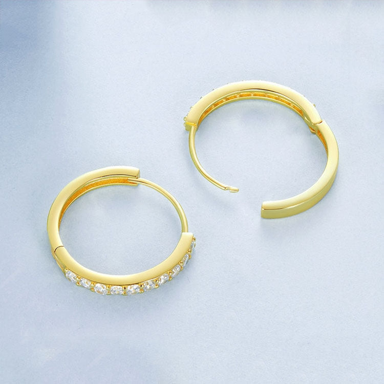 S925 Sterling Silver Gold-plated Silver Hoop Earrings Ear Ornaments, Color: Silver S - Stud Earrings & Earrings by PMC Jewellery | Online Shopping South Africa | PMC Jewellery | Buy Now Pay Later Mobicred