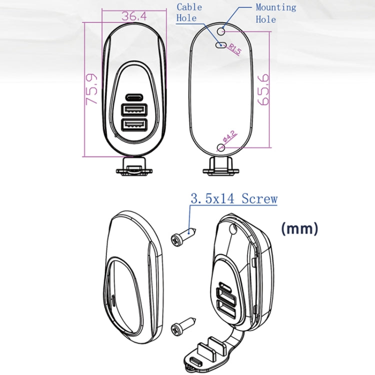 12-24V Bus Handlebar Installed USB Fast Charging Charger, Specifications: 2U QC+QC - DIY Modified Charger by PMC Jewellery | Online Shopping South Africa | PMC Jewellery | Buy Now Pay Later Mobicred