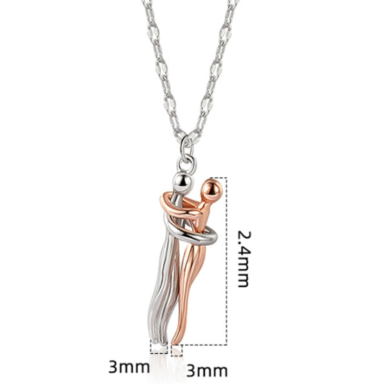 Geometric Couple Embrace Pendant Necklace Accessories(White Gold) - Necklaces & Pendants by PMC Jewellery | Online Shopping South Africa | PMC Jewellery | Buy Now Pay Later Mobicred