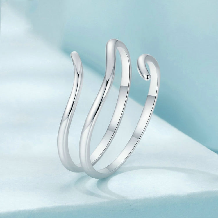 S925 Sterling Silver Platinum-plated Multi-layered Wrap-around Open Ring(SCR1040-E) - Rings by PMC Jewellery | Online Shopping South Africa | PMC Jewellery | Buy Now Pay Later Mobicred