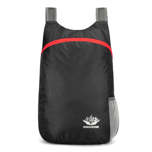 Vanaheimr Folding Lightweight Storage Bag Waterproof Shoulder Bag Outdoor Sports Backpacks(Black With Red) - Backpacks by Vanaheimr | Online Shopping South Africa | PMC Jewellery | Buy Now Pay Later Mobicred