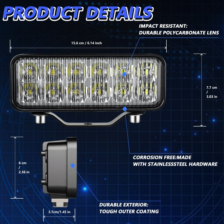 14W 9-30V 6 Inch Long Waterproof Car Work Headlight With Wire Set(X1) - Work Lights by PMC Jewellery | Online Shopping South Africa | PMC Jewellery | Buy Now Pay Later Mobicred