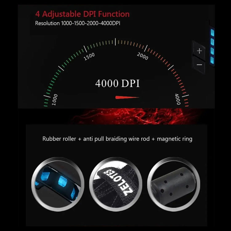 ZELOTES C12 12-buttons Ergonomic Programming Custom Gaming Wired Mouse(Black) - free shipping - PMC TechLife - Order now!