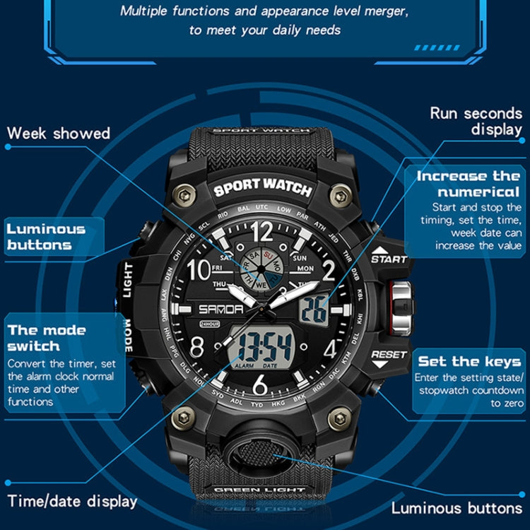 SANDA Teenagers Sports Electronic Watch Men Personalised Wristwatch(3169 Dark Blue) - Sport Watches by SANDA | Online Shopping South Africa | PMC Jewellery | Buy Now Pay Later Mobicred