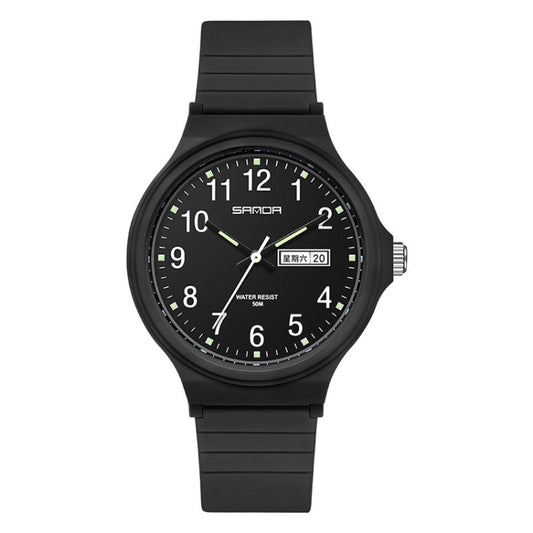 SANDA Medium Double Calendar Electronic Quartz Watch Outdoor Leisure Men Women Students Wristwatch(6060 Black) - Sport Watches by SANDA | Online Shopping South Africa | PMC Jewellery | Buy Now Pay Later Mobicred