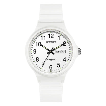 SANDA Medium Double Calendar Electronic Quartz Watch Outdoor Leisure Men Women Students Wristwatch(6060 White) - Sport Watches by SANDA | Online Shopping South Africa | PMC Jewellery | Buy Now Pay Later Mobicred