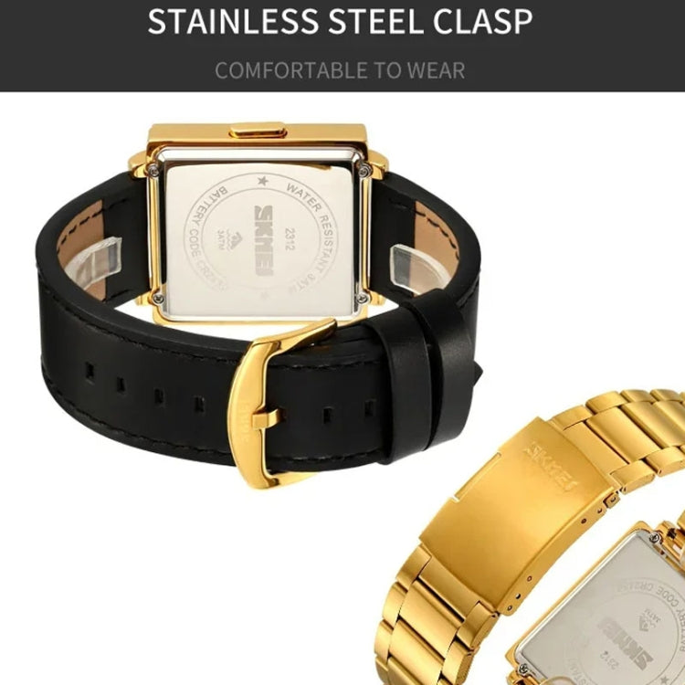 SKMEI Multi-function Letter Display Dial Square Men Electronic Watch, Color: Silver Steel Band - free shipping - PMC TechLife - Order now!
