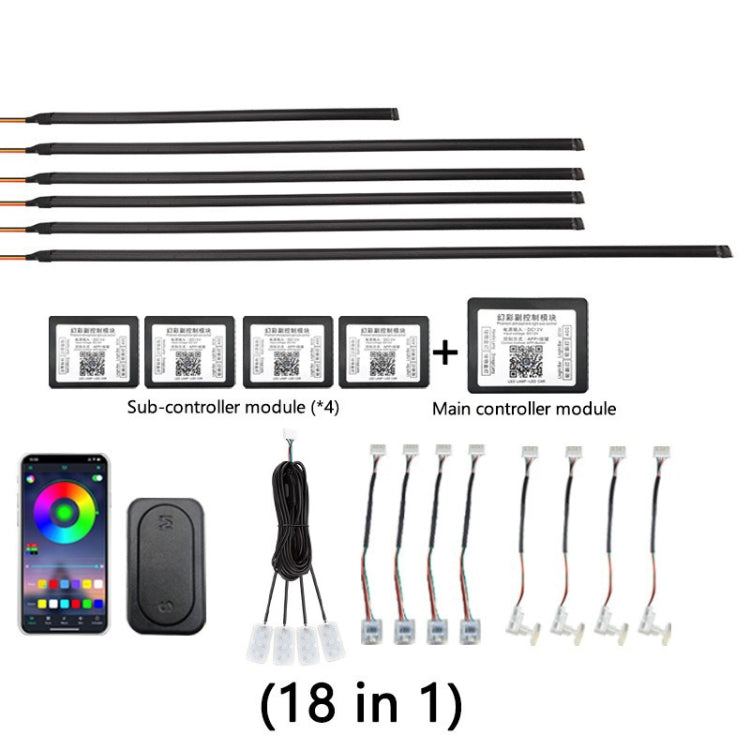 18 in 1 Car Hidden Acrylic LED Colorful Decorative Atmosphere Light Strip - Atmosphere lights by PMC Jewellery | Online Shopping South Africa | PMC Jewellery | Buy Now Pay Later Mobicred