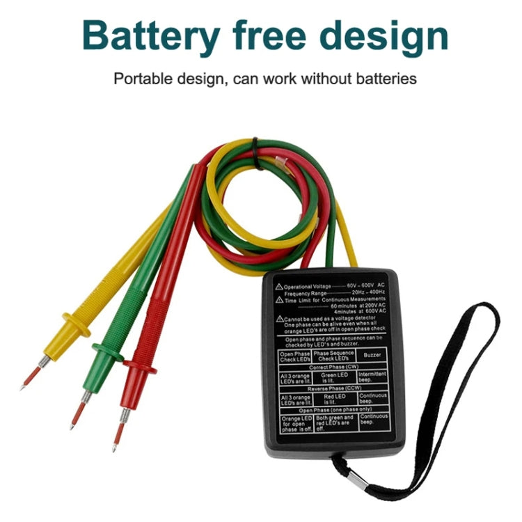 SP8030 3 Phase Alternating Current Phase Meter Phase Detector Rotation Tester Indicator Digital Phase-Order Indicator - Digital Multimeter by PMC TechLife | Online Shopping South Africa | PMC TechLife | Buy Now Pay Later Mobicred
