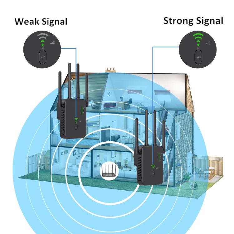 Urant U10 300Mbps 2.4G Wireless Repeater WiFi Signal Amplifier With 4 Antennas US Plug Black - Broadband Amplifiers by Urant | Online Shopping South Africa | PMC TechLife | Buy Now Pay Later Mobicred