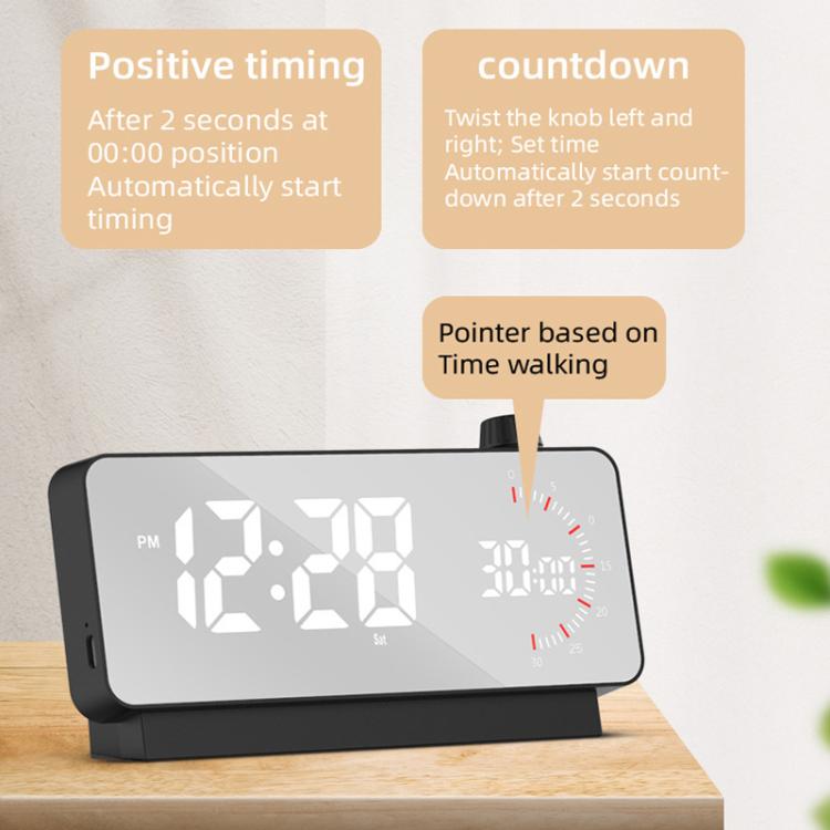 Multi-Functional LED Screen Mirror Charging Alarm Clock Reminder Visual Timer(White) - Alarm Clocks by PMc TechLife | Online Shopping South Africa | PMc TechLife | Buy Now Pay Later Mobicred