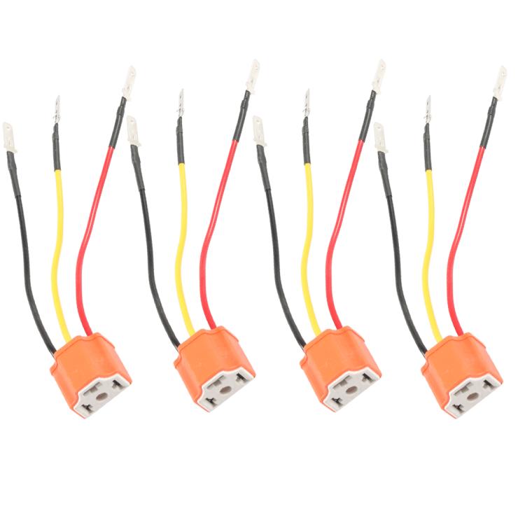 4pcs /Set Car Headlight Cable H4 Three-Plug Base Modification - Wires by PMc TechLife | Online Shopping South Africa | PMc TechLife | Buy Now Pay Later Mobicred